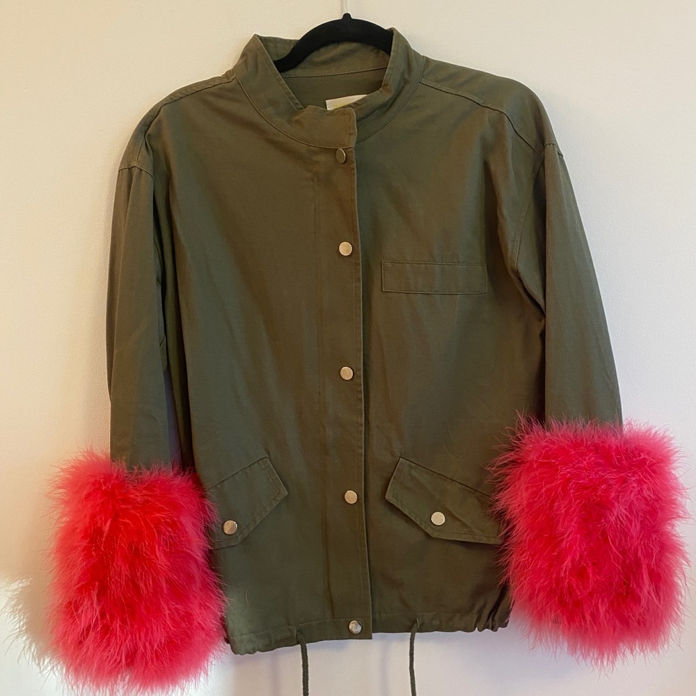 Pello Bello I Feather-Cuff Utility Jacket NWOT